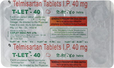 T Let 40mg Strip Of 15 Tablets