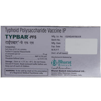Typbar Pre Filled Syringe Of 0.5ml Vaccine