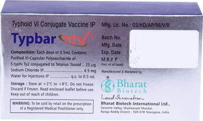 टाईपबार टीसीवी इंजेक्शन 0.5एमएल पीएफएस