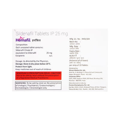 Hernafil 25mg Strip Of 10 Tablets