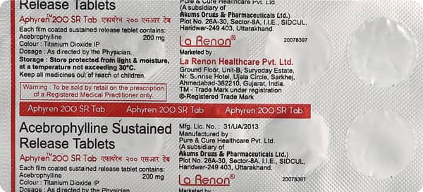 Aphyren Sr 200mg Strip Of 10 Tablets