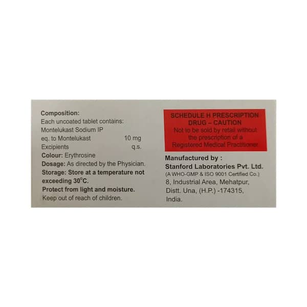 Montegress 10mg Strip Of 10 Tablets