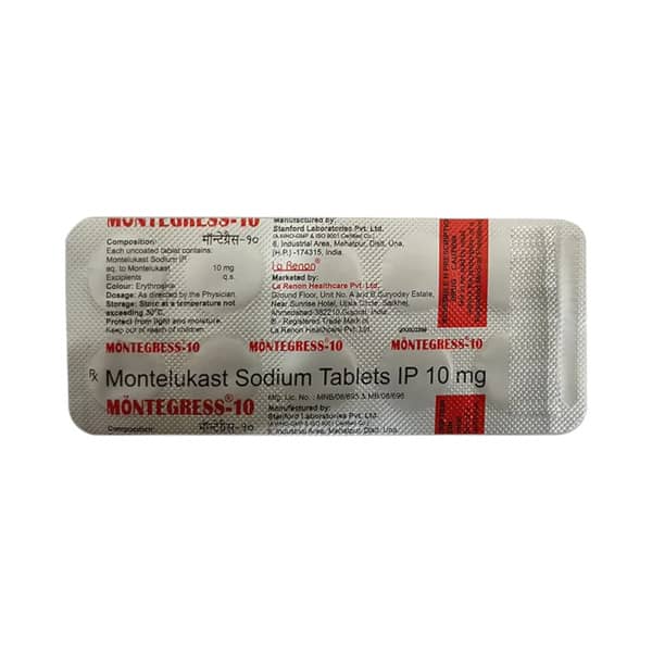 Montegress 10mg Strip Of 10 Tablets