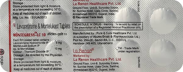 Montegress Lc 10mg Strip Of 10 Tablets