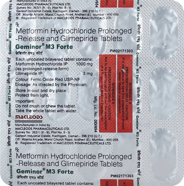 Geminor M 3mg Forte Strip Of 15 Tablets
