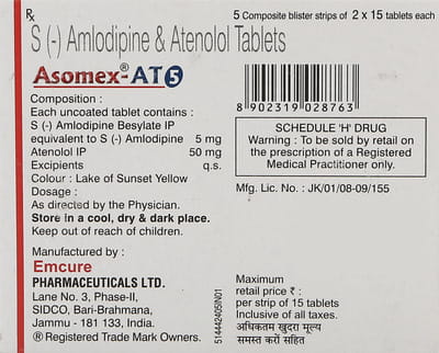 Asomex At 5/50mg Strip Of 15 Tablets