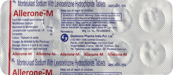 ऐलेरोन एम की स्ट्रिप 10 टैबलेट्स