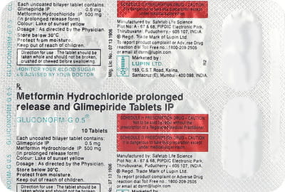 Gluconorm G 0.5mg Strip Of 10 Tablets