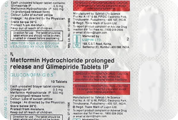 Gluconorm G 0.5mg Strip Of 10 Tablets