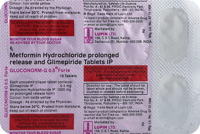 Gluconorm G 0.5mg Forte Strip Of 10 Tablets