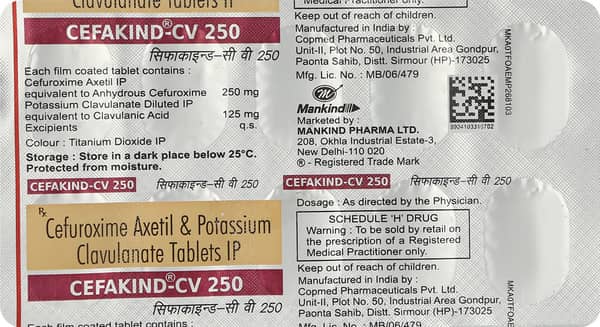 Cefakind Cv 250mg Strip Of 10 Tablets