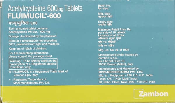 Fluimucil 600mg Strip Of 10 Tablets