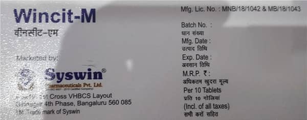 Wincit M Strip Of 10 Tablets