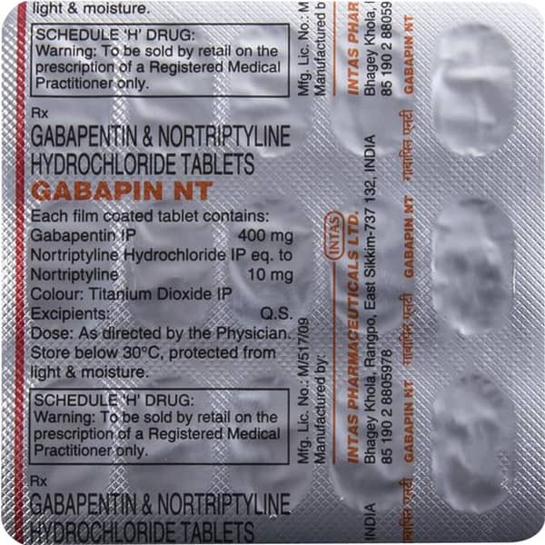 Gabapin Nt 400Mg Strip Of 15 Tablets
