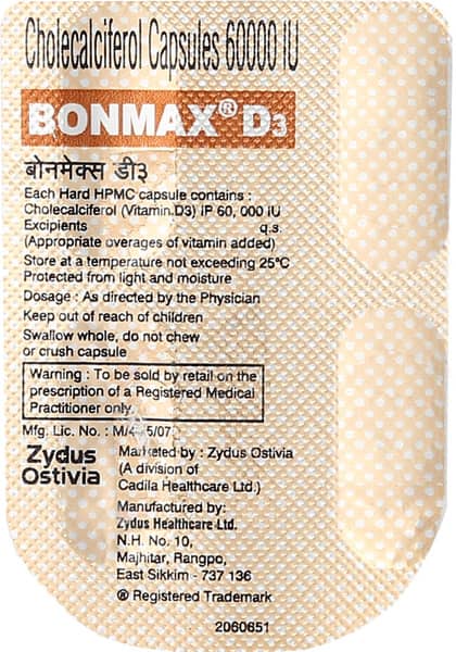 Bonmax D3 60000iu Strip Of 4 Capsules