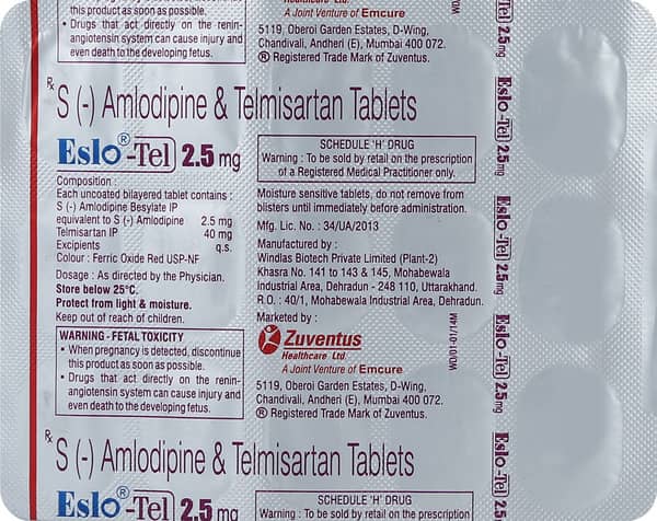 Eslo Tel 2.5/40mg Strip Of 15 Tablets