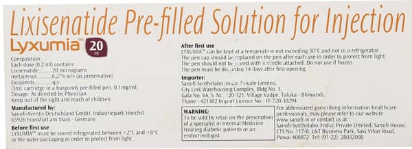 Lyxumia 20mcg Pre Filled Pen Of 3ml Solution For Injection