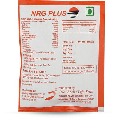 Nrg Plus Orange Flavour Sachet Of 1 Granules