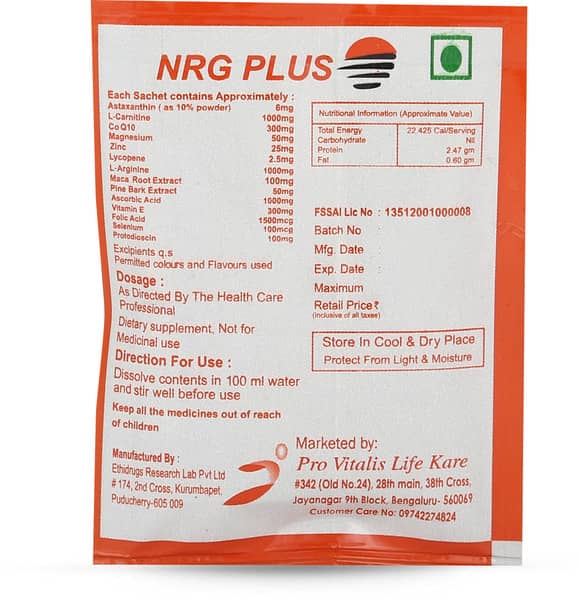 Nrg Plus Orange Flavour Sachet Of 1 Granules