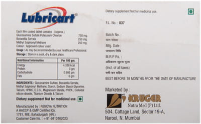 Lubricart Strip Of 10 Tablets