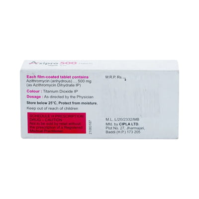 Azipro 500mg Strip Of 3 Tablets (Mefro)