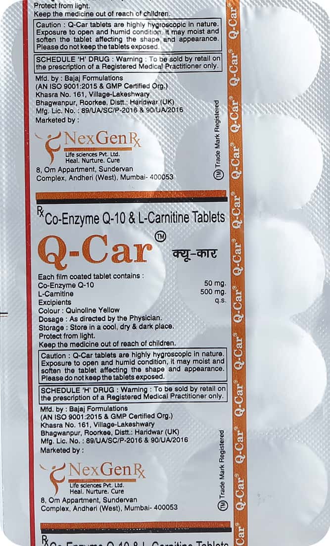 COENZYME Q10 / UBIDECARENONE+L-CARNITINE / LEVOCARNITINE / CARNITINE   Uses, Side Effects, Medicines & FAQs - PharmEasy