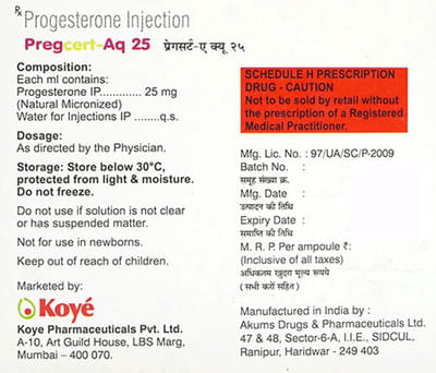 Pregcert Aq 25mg Ampoule Of 1ml Solution For Injection