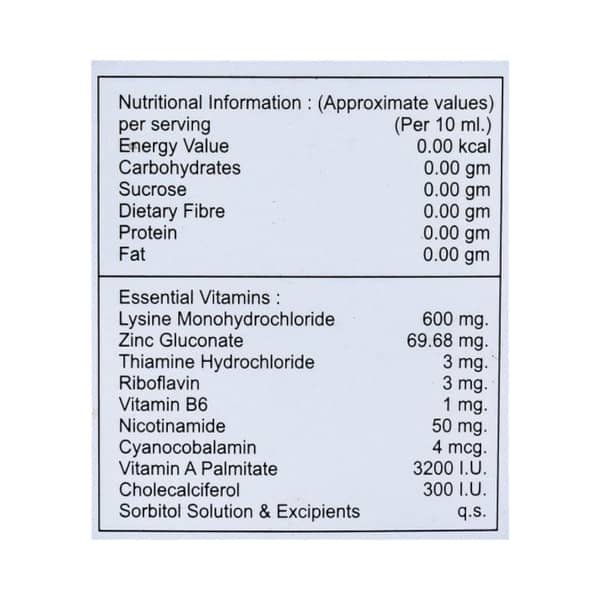 Lyzin Sugar Free Bottle Of 200ml Syrup