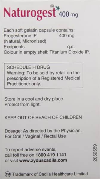 Naturogest 400mg Oral/Vaginal/Rectal Capsule