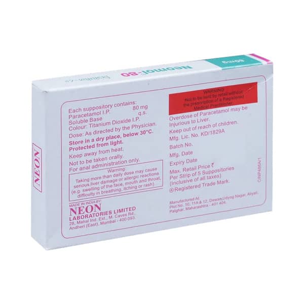 Neomol 80Mg Strip Of 5 Suppositories