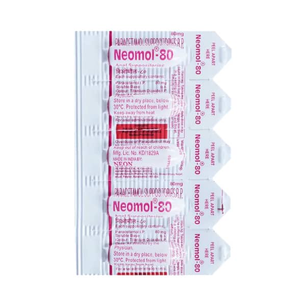 Neomol 80Mg Strip Of 5 Suppositories