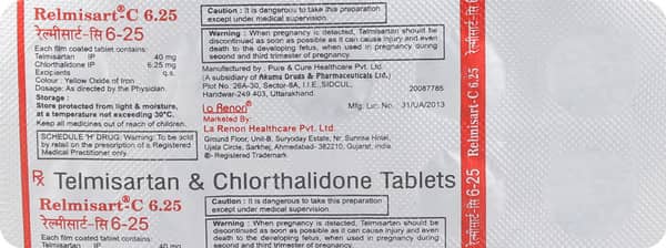Relmisart C 6.25mg Strip Of 10 Tablets