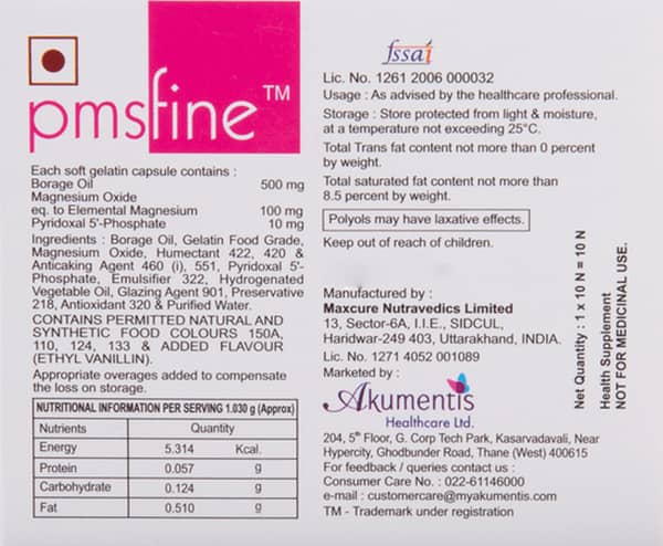 Pmsfine Strip Of 10 Capsules