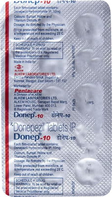 Donep 10mg Strip Of 15 Tablets