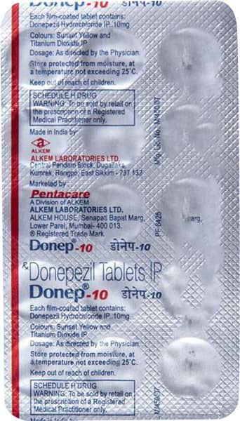 Donep 10mg Strip Of 15 Tablets