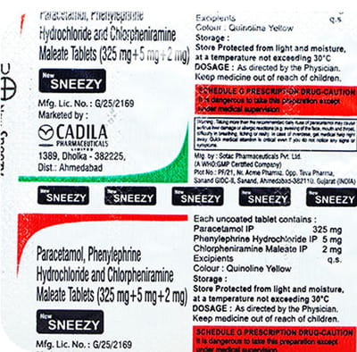 New Sneezy Strip Of 10 Tablets