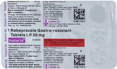 Rablet 20mg Strip Of 15 Tablets