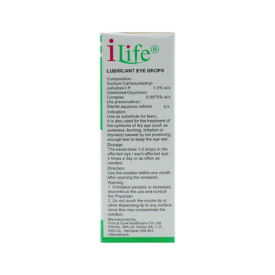 Ilife 0.1% Bottle Of 10ml Eye Drops