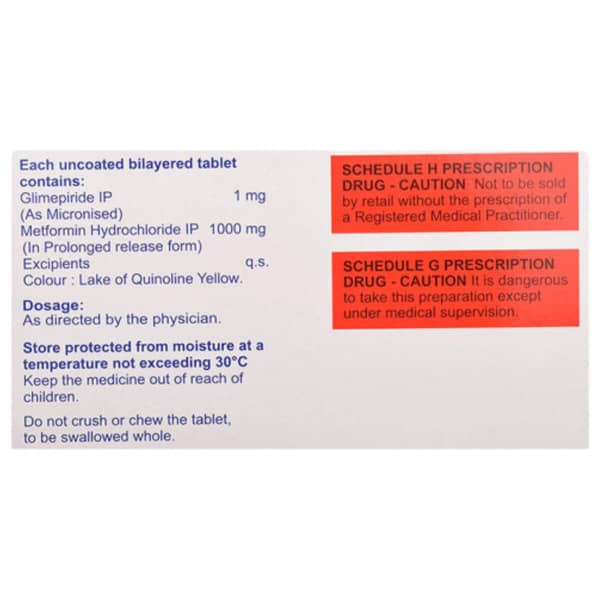 Glimser Forte 1Mg Strip Of 15 Tablets