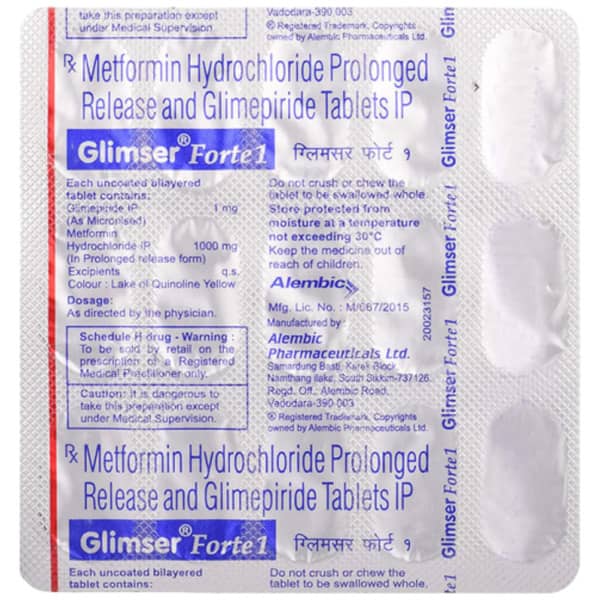 Glimser Forte 1Mg Strip Of 15 Tablets