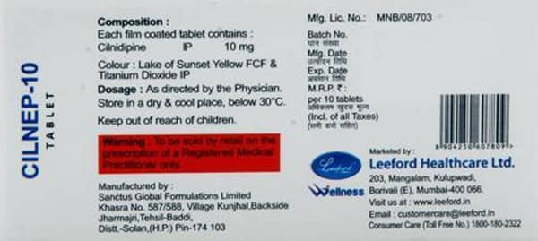 Cilnep 10mg Strip Of 10 Tablets