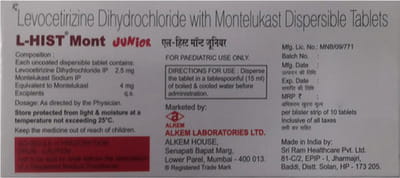 L Hist Mont Junior Strawberry Flavour Strip Of 10 Tablets