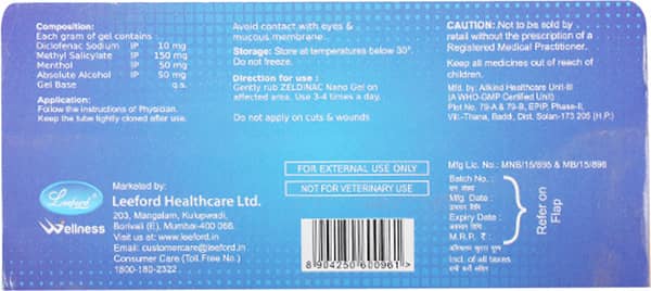 Zeldinac Nano Tube Of 30gm Gel