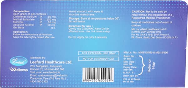 Zeldinac Nano Tube Of 15gm Gel