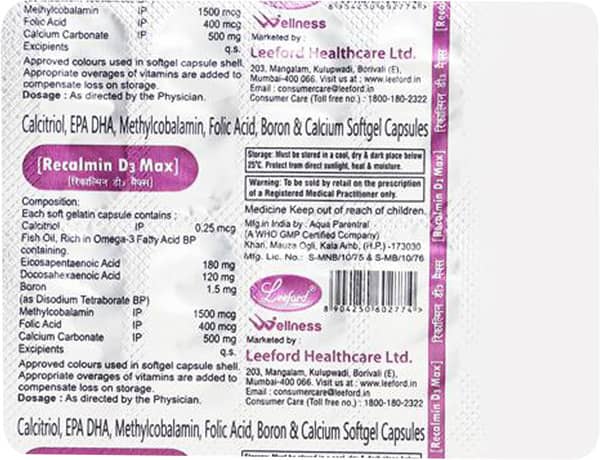 Recalmin D3 Max Strip Of 10 Softgel Capsules