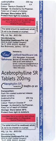 Venphylin Sr 200Mg Strip Of 10 Tablets