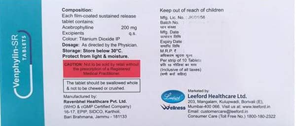Venphylin Sr 200Mg Strip Of 10 Tablets