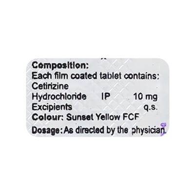 Cetriver 10mg Strip Of 10 Tablets