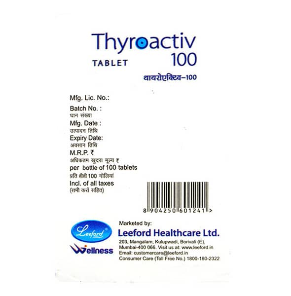 Thyroactiv 100Mcg Bottle Of 100 Tablets