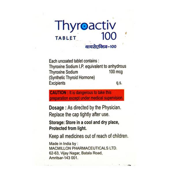 Thyroactiv 100Mcg Bottle Of 100 Tablets